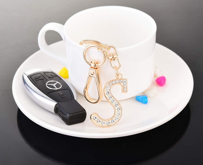 AlphaAcc Keychain for Women Purse Charms for Handbags Crystal Alphabet Initial Letter Pendant with Key Ring,Letter S - Image 4